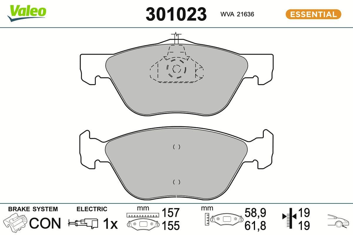 set placute frana,frana disc VALEO ESSENTIAL 301023
