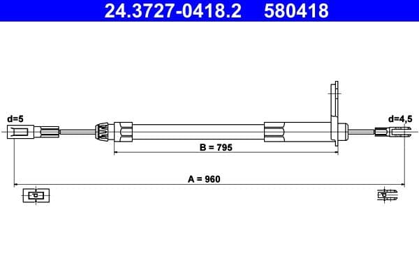 Cablu, frana de parcare ATE 24.3727-0418.2