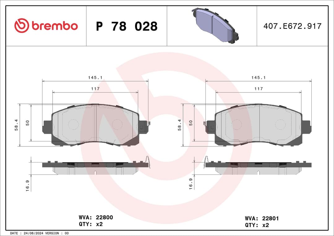 set placute frana,frana disc BREMBO PRIME LINE P 78 028