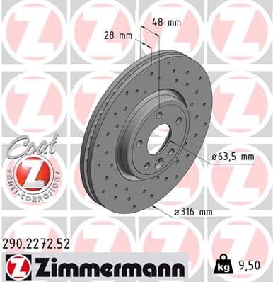 Disc frana ZIMMERMANN 290.2272.52