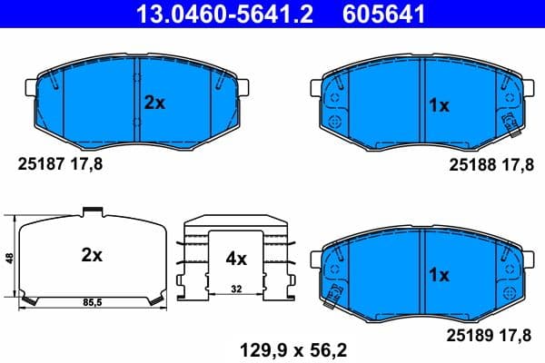 set placute frana,frana disc ATE 13.0460-5641.2