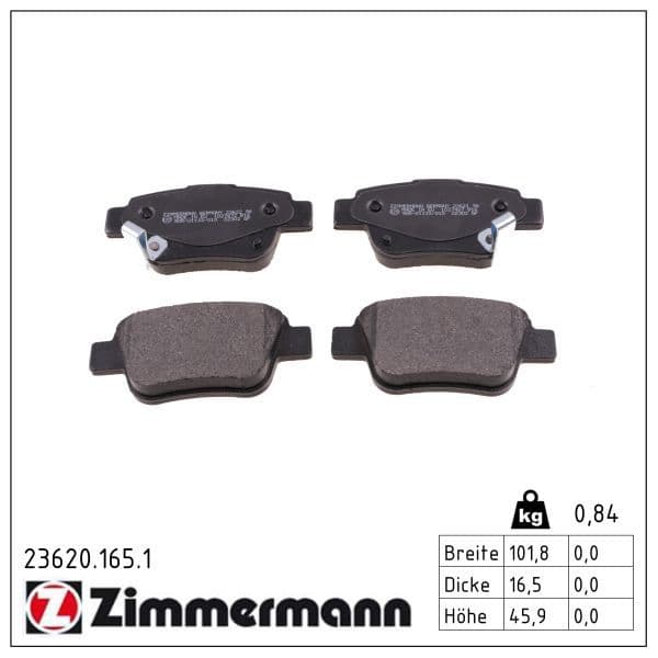 set placute frana,frana disc ZIMMERMANN 23620.165.1