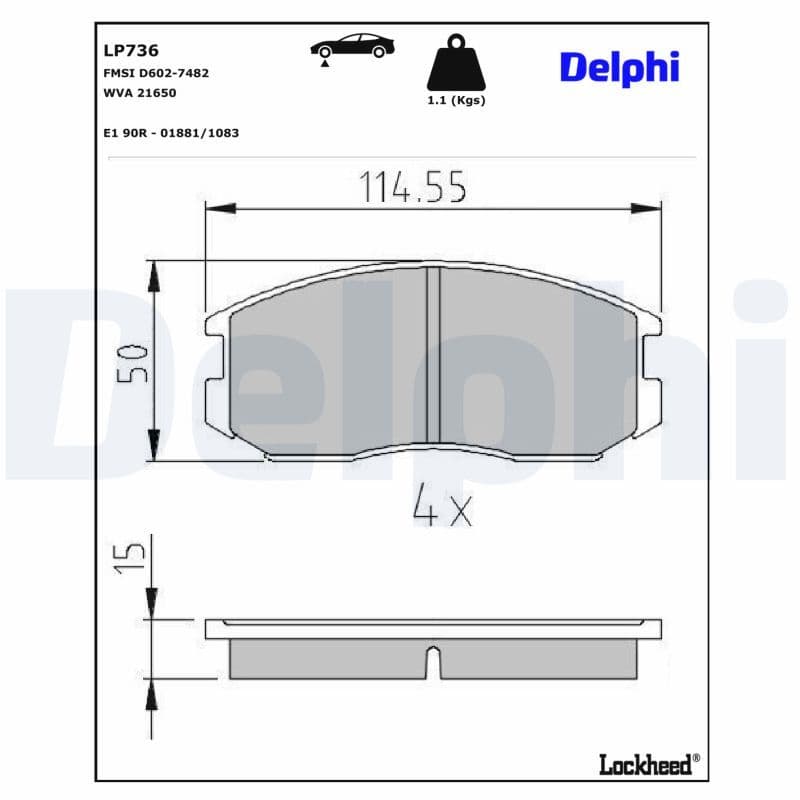 set placute frana,frana disc DELPHI LP736
