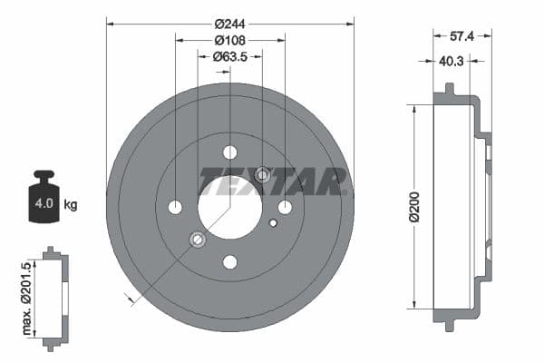 Tambur frana TEXTAR 94031900