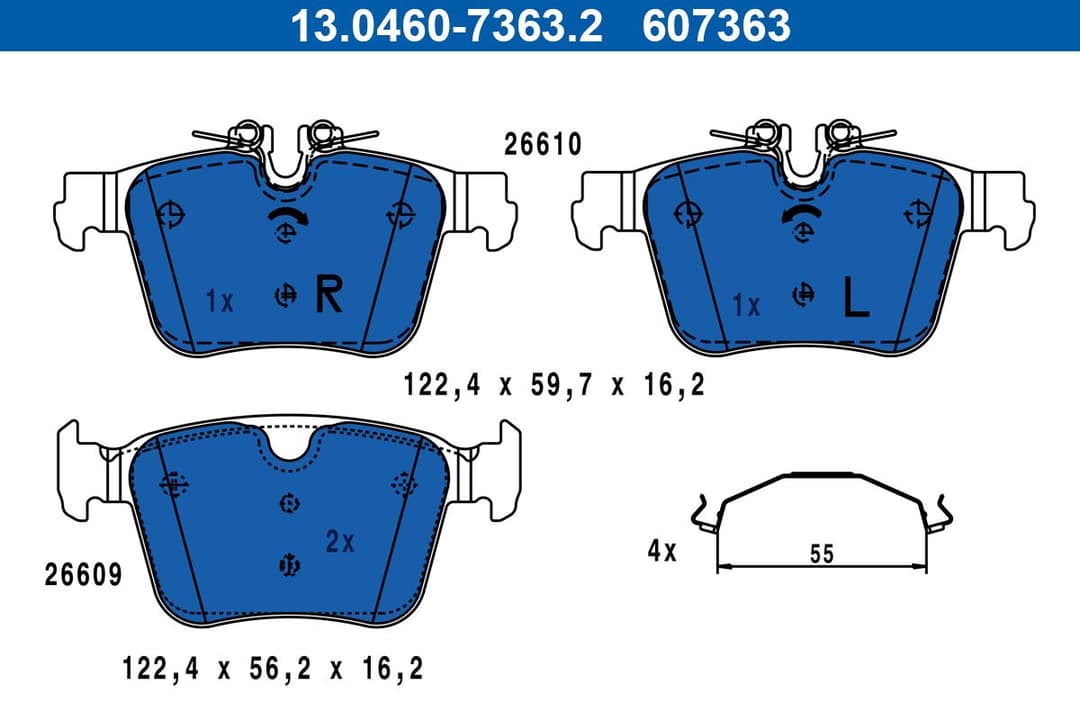 set placute frana,frana disc ATE 13.0460-7363.2