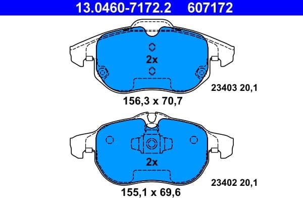 set placute frana,frana disc ATE 13.0460-7172.2