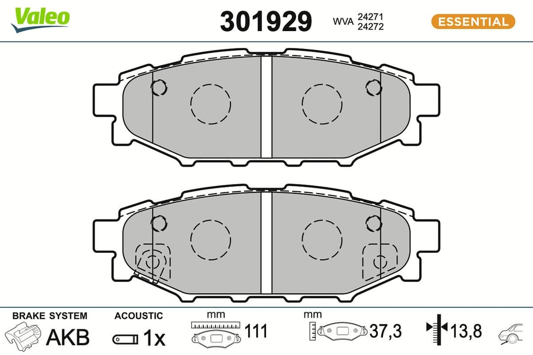 set placute frana,frana disc VALEO ESSENTIAL 301929