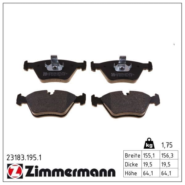 set placute frana,frana disc ZIMMERMANN 23183.195.1
