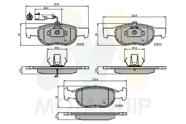 set placute frana,frana disc MOTAQUIP LVXL869
