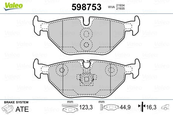 set placute frana,frana disc VALEO 598753
