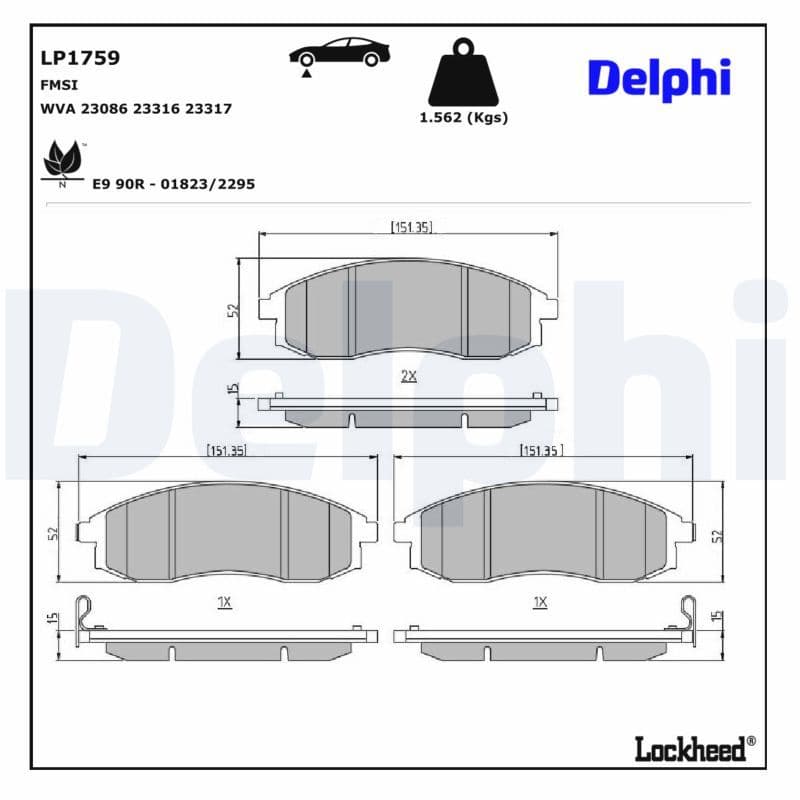 set placute frana,frana disc DELPHI LP1759