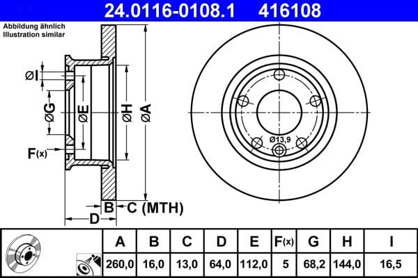 Disc frana ATE 24.0116-0108.1