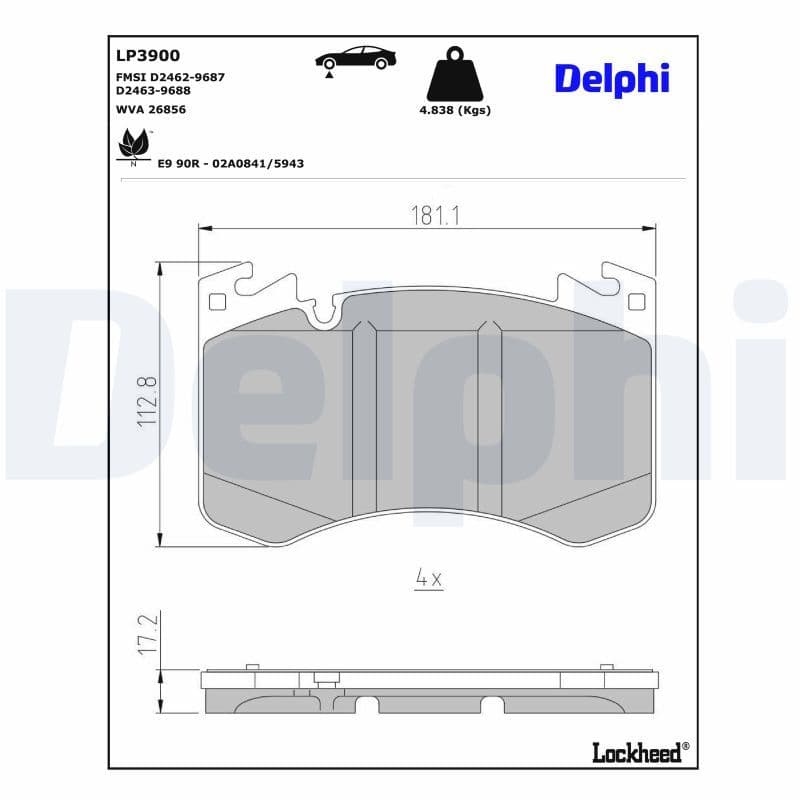 set placute frana,frana disc DELPHI LP3900