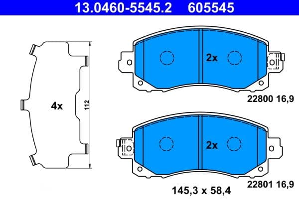 set placute frana,frana disc ATE 13.0460-5545.2