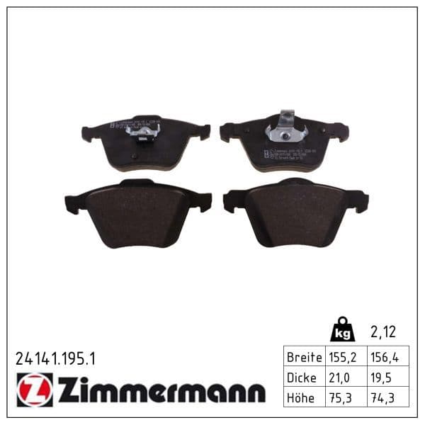 set placute frana,frana disc ZIMMERMANN 24141.195.1