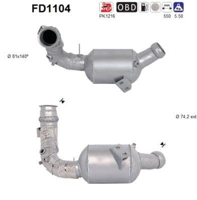 Filtru funingine/particule, sist.de esapament AS FD1104