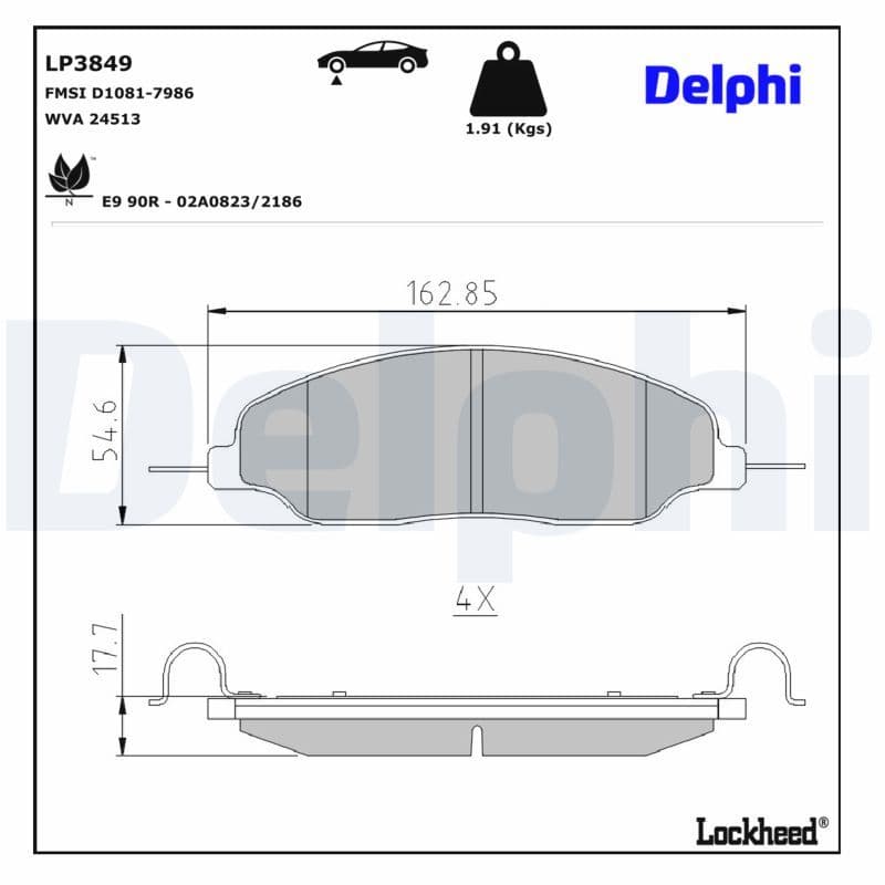 set placute frana,frana disc DELPHI LP3849