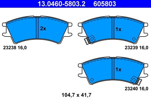 set placute frana,frana disc ATE 13.0460-5803.2