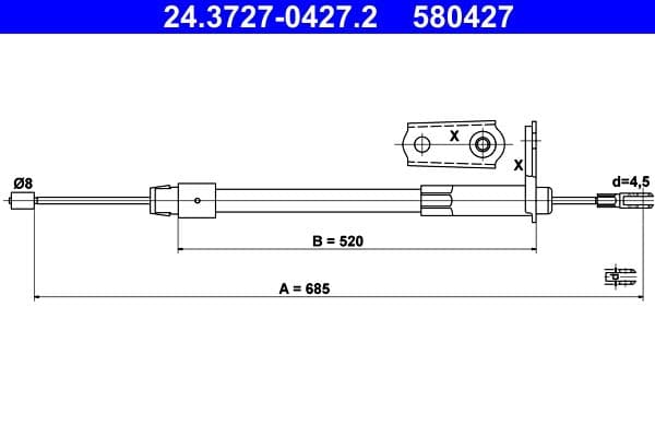 Cablu, frana de parcare ATE 24.3727-0427.2