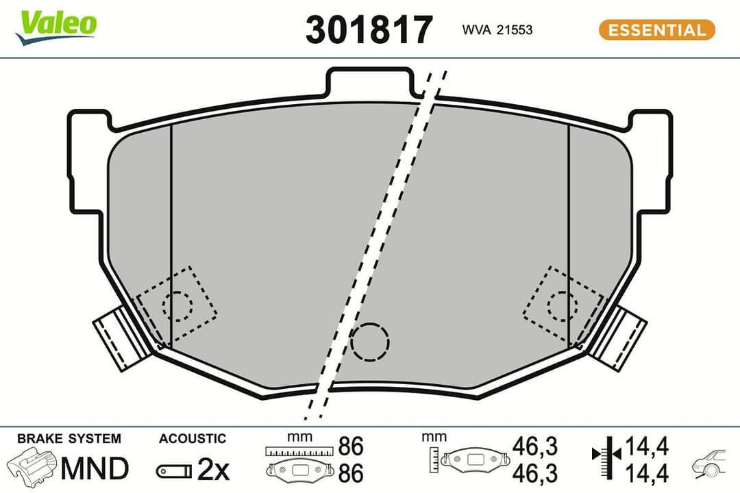 set placute frana,frana disc VALEO ESSENTIAL 301817
