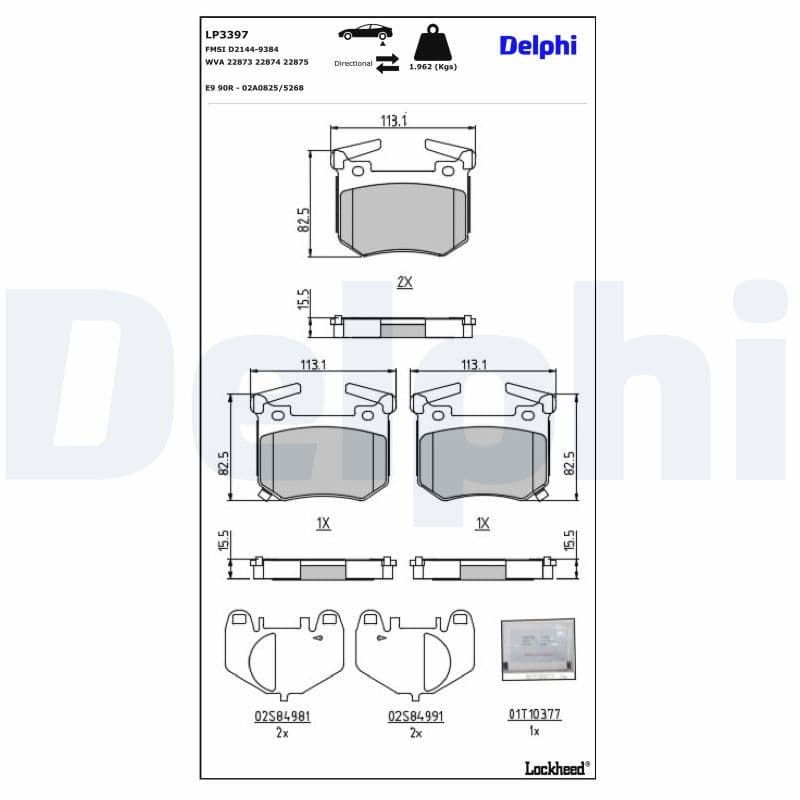 set placute frana,frana disc DELPHI LP3397