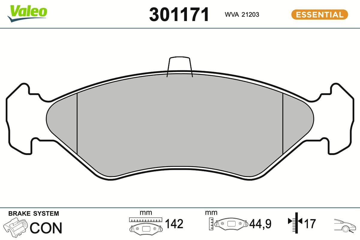 set placute frana,frana disc VALEO ESSENTIAL 301171
