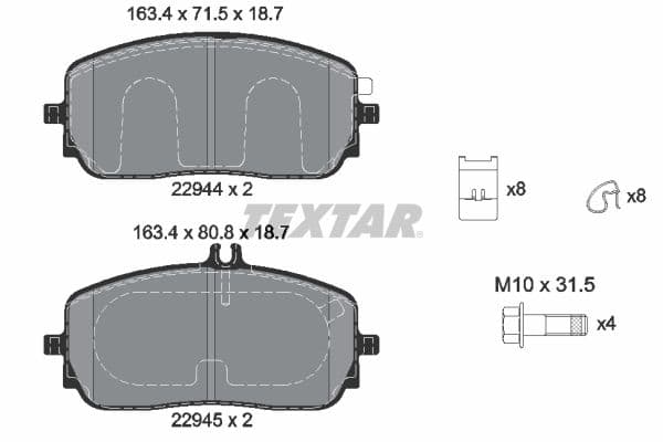 set placute frana,frana disc TEXTAR 2294401