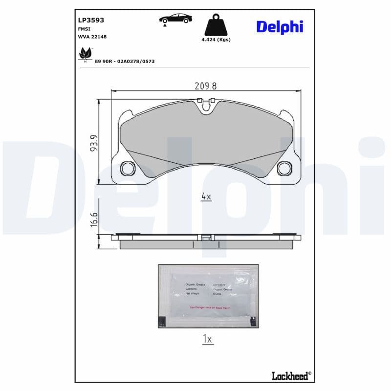 set placute frana,frana disc DELPHI LP3593