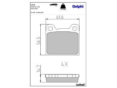 set placute frana,frana disc DELPHI LP18