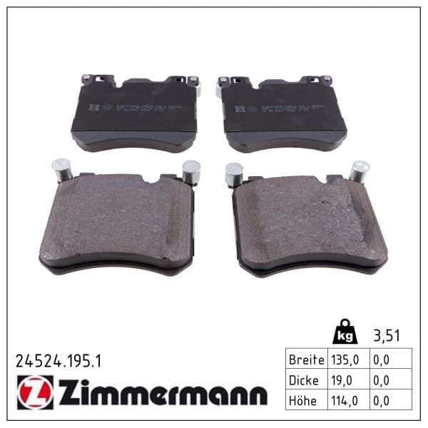 set placute frana,frana disc ZIMMERMANN 24524.195.1