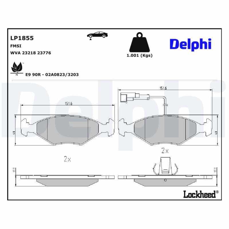 set placute frana,frana disc DELPHI LP1855