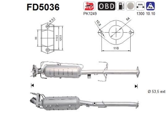 Filtru funingine/particule, sist.de esapament AS FD5036