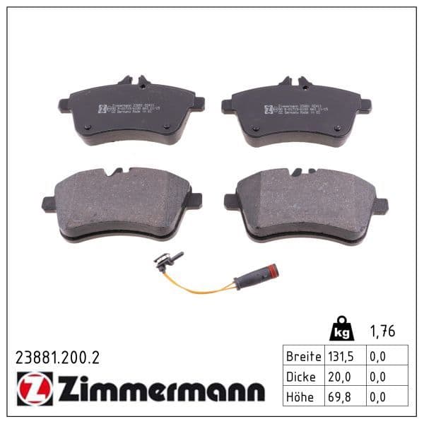set placute frana,frana disc ZIMMERMANN 23881.200.2
