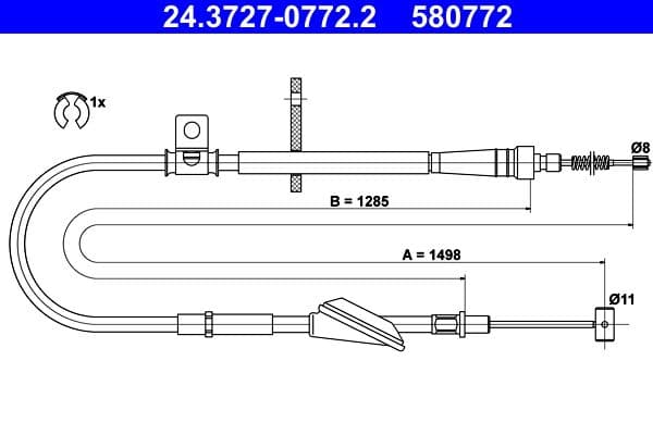 Cablu, frana de parcare ATE 24.3727-0772.2