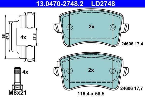 set placute frana,frana disc ATE Ceramic 13.0470-2748.2