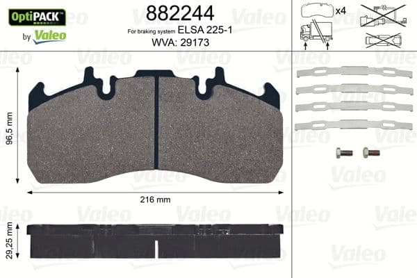 set placute frana,frana disc VALEO OPTIPACK 882244
