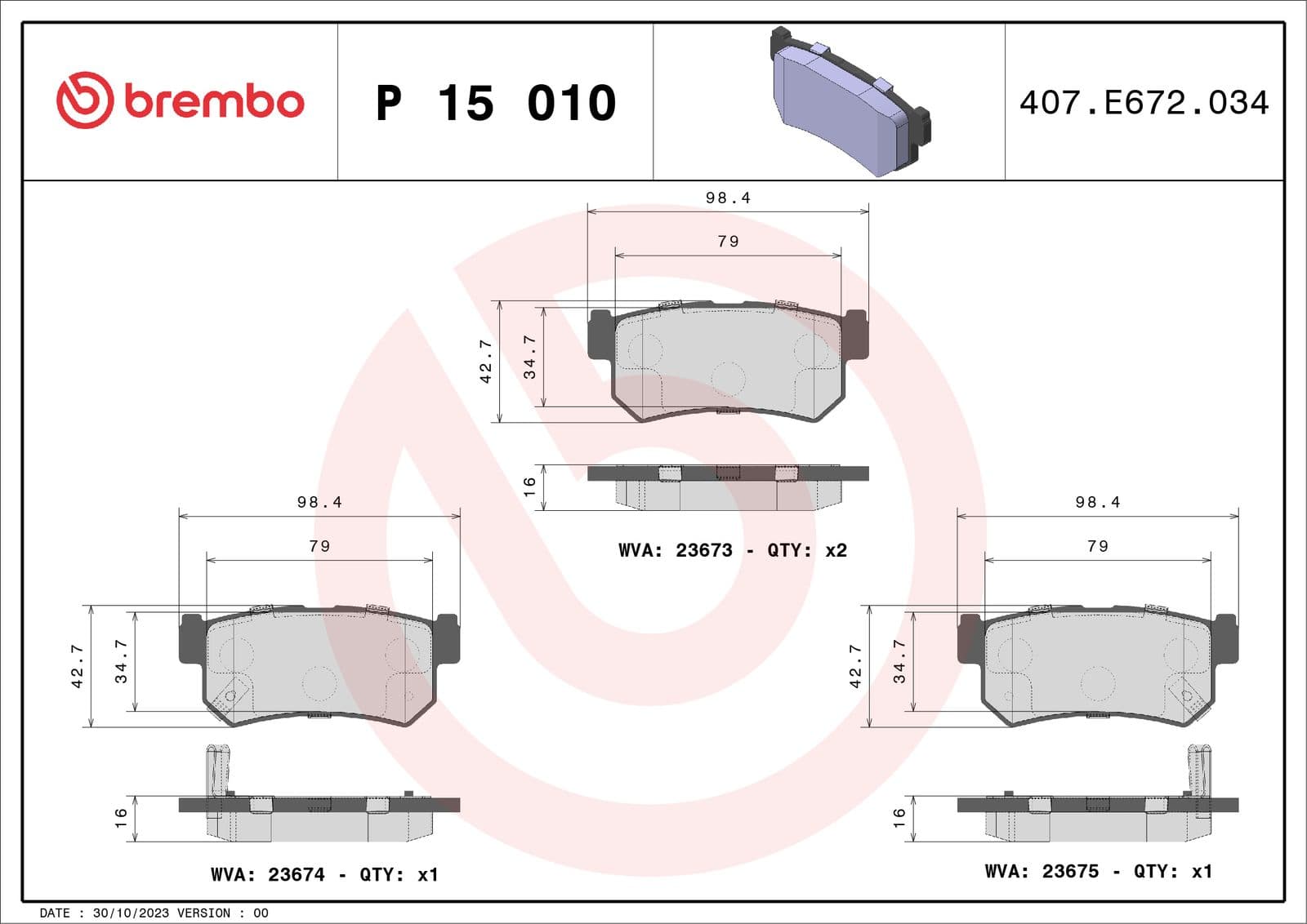 set placute frana,frana disc BREMBO PRIME LINE P 15 010