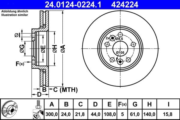 Disc frana ATE 24.0124-0224.1