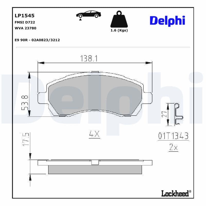set placute frana,frana disc DELPHI LP1545