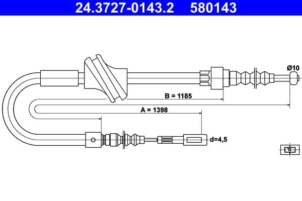 Cablu, frana de parcare ATE 24.3727-0143.2