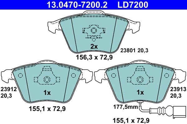 set placute frana,frana disc ATE Ceramic 13.0470-7200.2