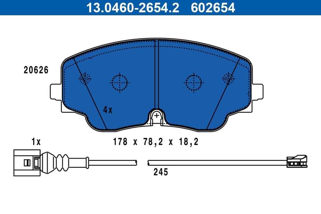 set placute frana,frana disc ATE 13.0460-2654.2