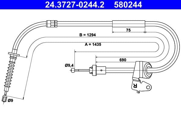 Cablu, frana de parcare ATE 24.3727-0244.2