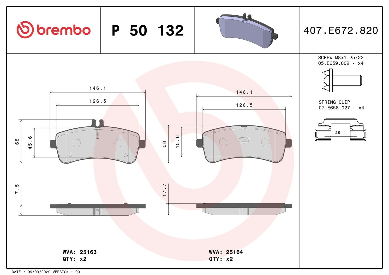 set placute frana,frana disc BREMBO PRIME LINE P 50 132