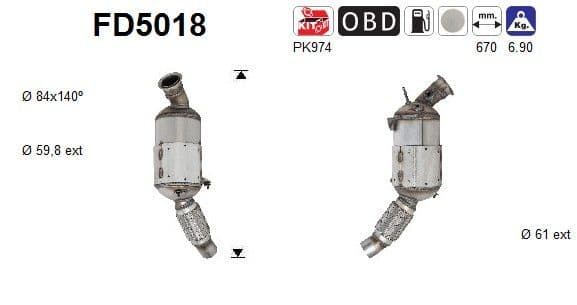 Filtru funingine/particule, sist.de esapament AS FD5018