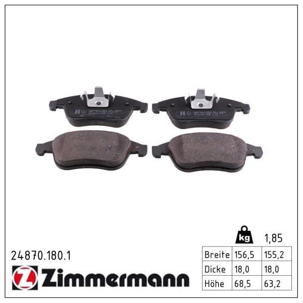set placute frana,frana disc ZIMMERMANN 24870.180.1
