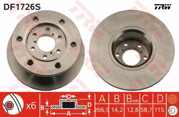 Disc frana TRW SINGLE DF1726S