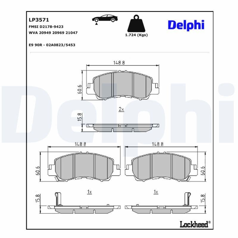 set placute frana,frana disc DELPHI LP3571