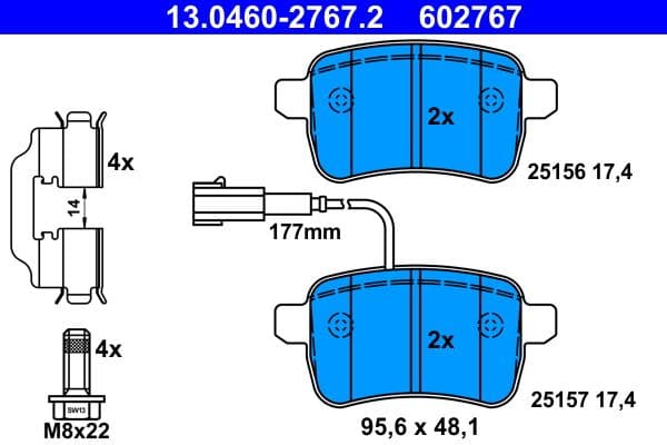 set placute frana,frana disc ATE 13.0460-2767.2