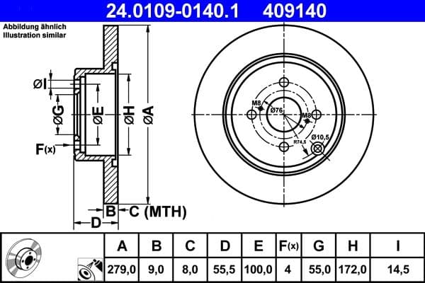 Disc frana ATE 24.0109-0140.1